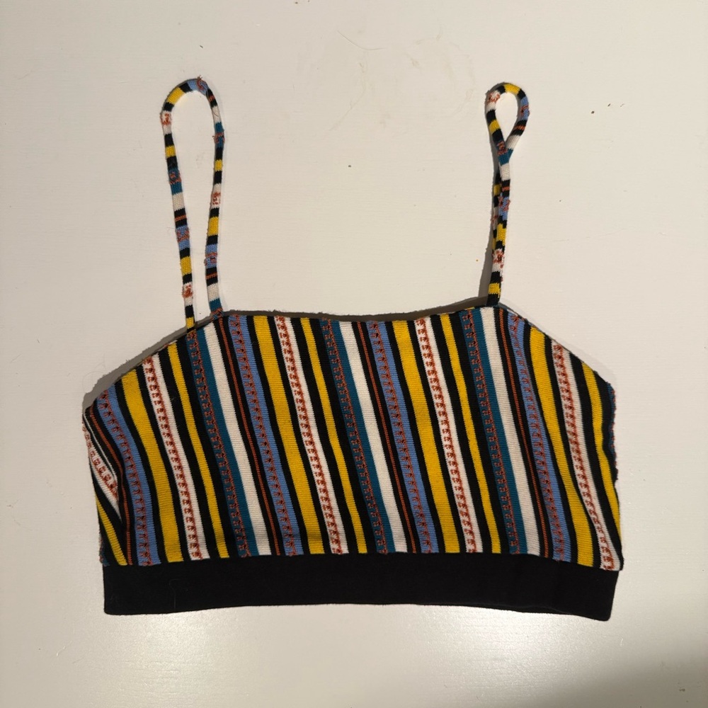 Zara Multi Colored Striped Knit Tank Top size M